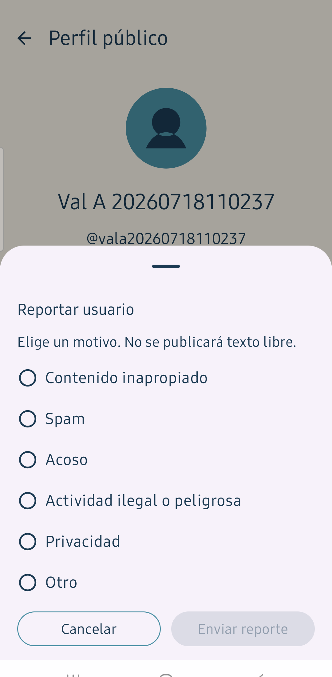 Hoja de reporte con motivos cerrados en Caladero