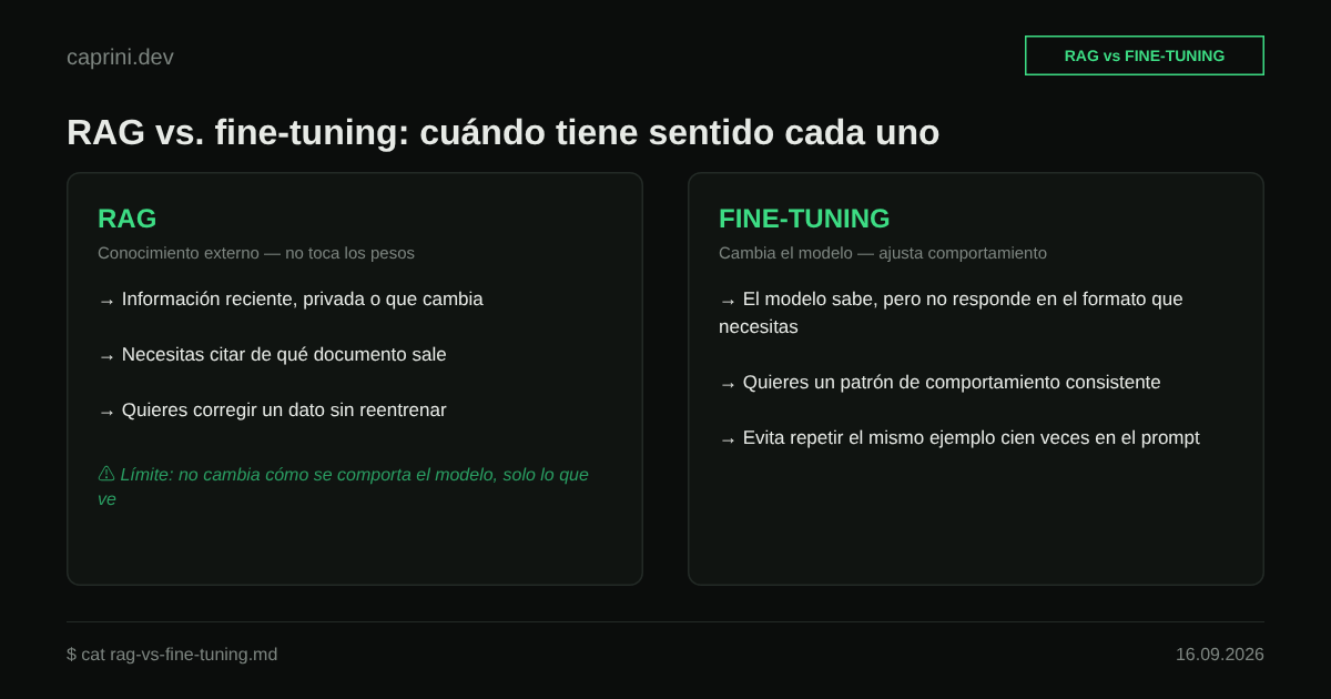 RAG vs fine-tuning: comparación